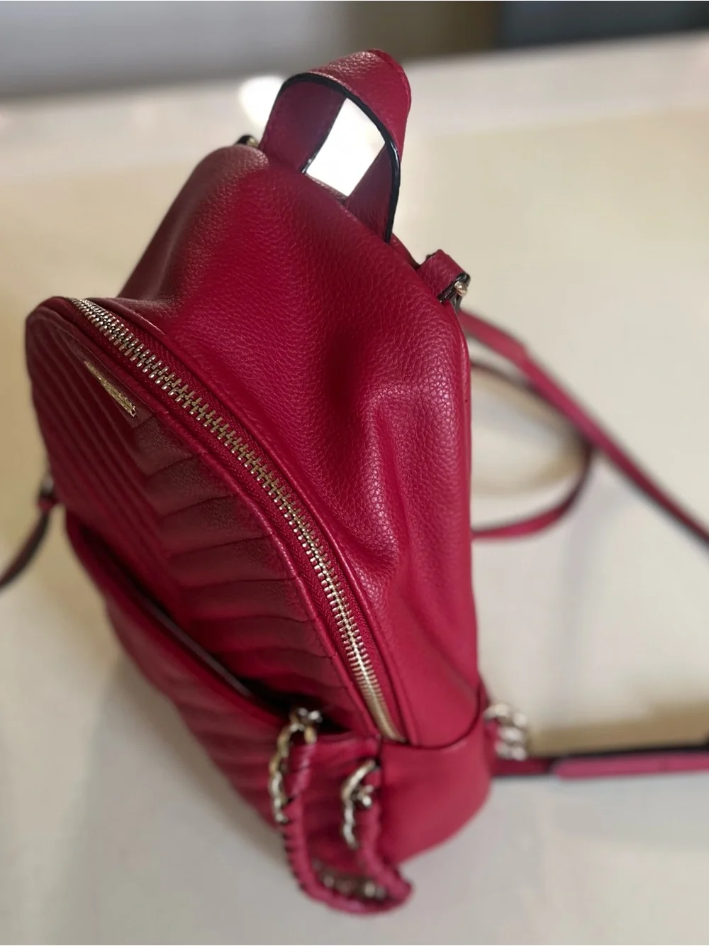 Victoria's Secret Quilted Mini Backpack in Hot Pink with Gold Hardware